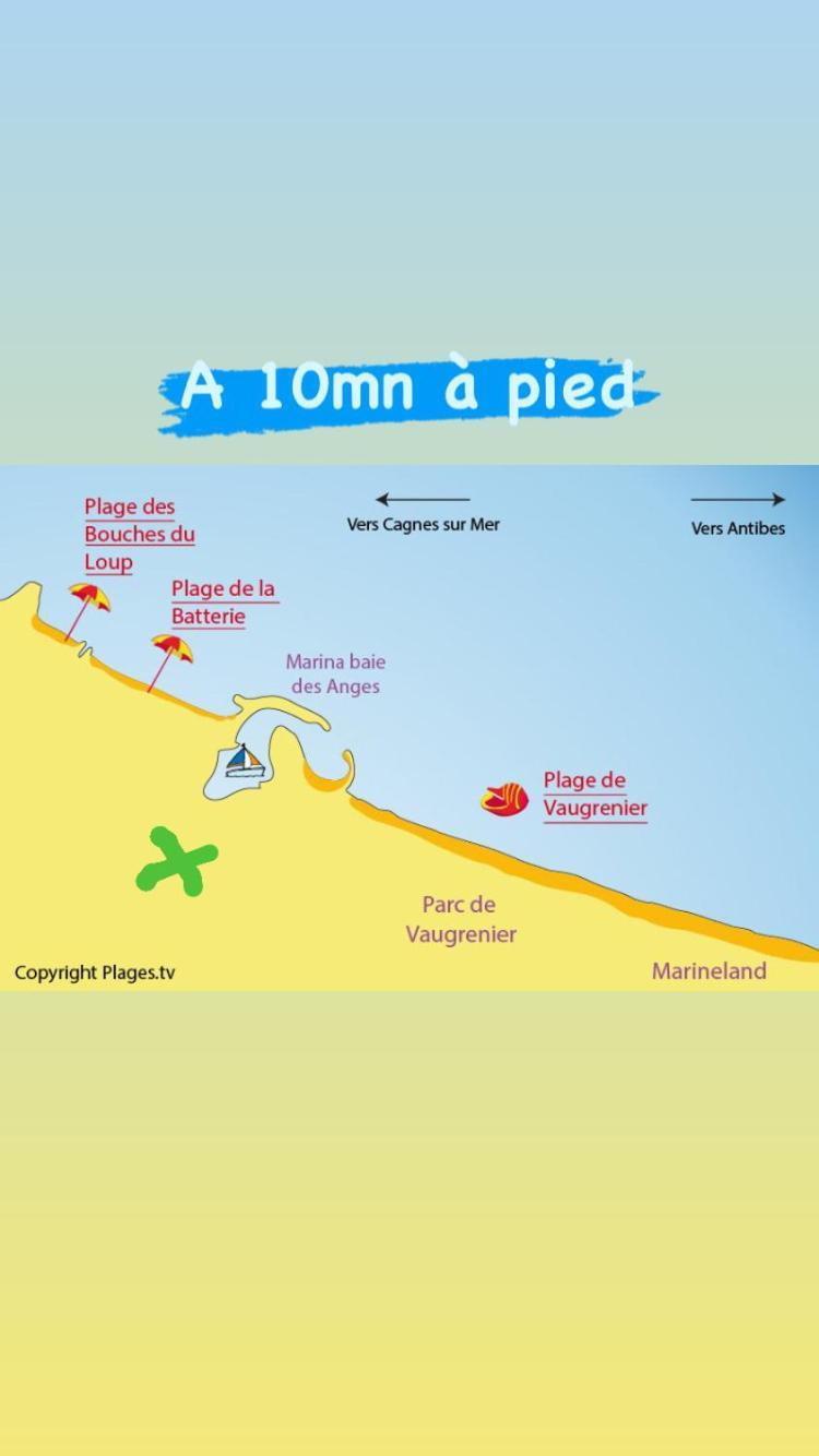 2 Pieces Rez-De-Jardin Dans Maison Avec Piscine Villeneuve-Loubet Exteriér fotografie